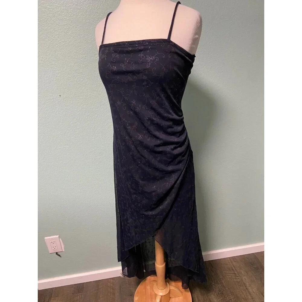 Vintage Rocket Candy Women's Navy Glitter High‎ Low Dress Size Large
